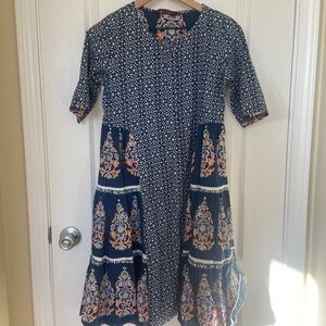 Chic Floral Navy and multicolored Midi Dress